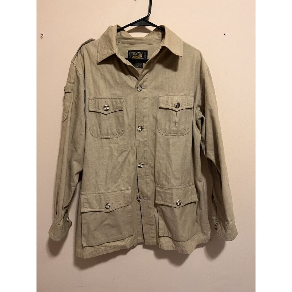 BRANDED LION 55% SILK  45% Cotton demi-season  jacket Size L Beige Color